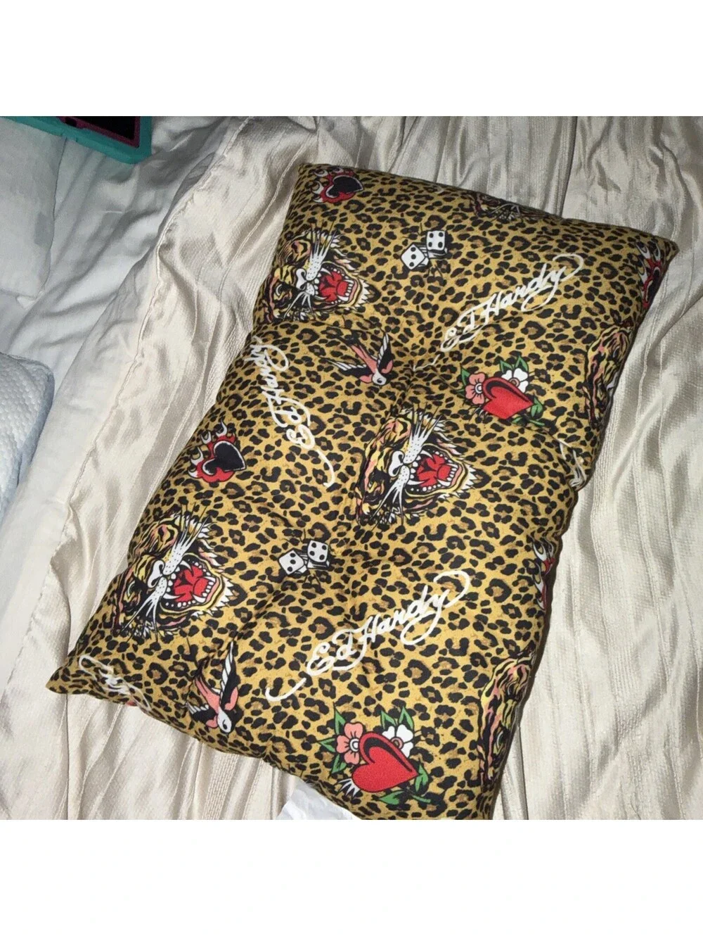 Ed Hardy Crate Pet Mat Cushion Tiger Cheetah Print New 24x16 In